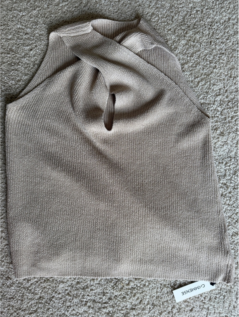 Commense Beige Knit Halter Top